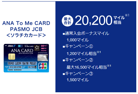 ANA To Me CARD PASMO JCB＜ソラチカカード＞を無料で入手してANAマイルを大量に貯める方法